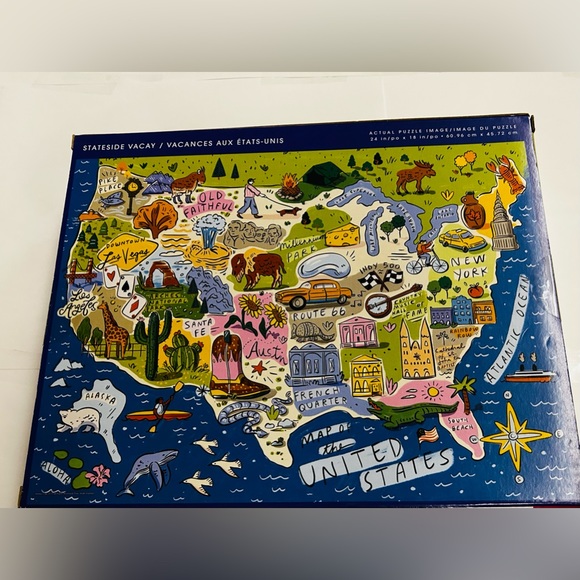 New “Amber Day Stateside Vaca” Map of the US Puzzle 24” x 18” 500 Pieces - Picture 11 of 16